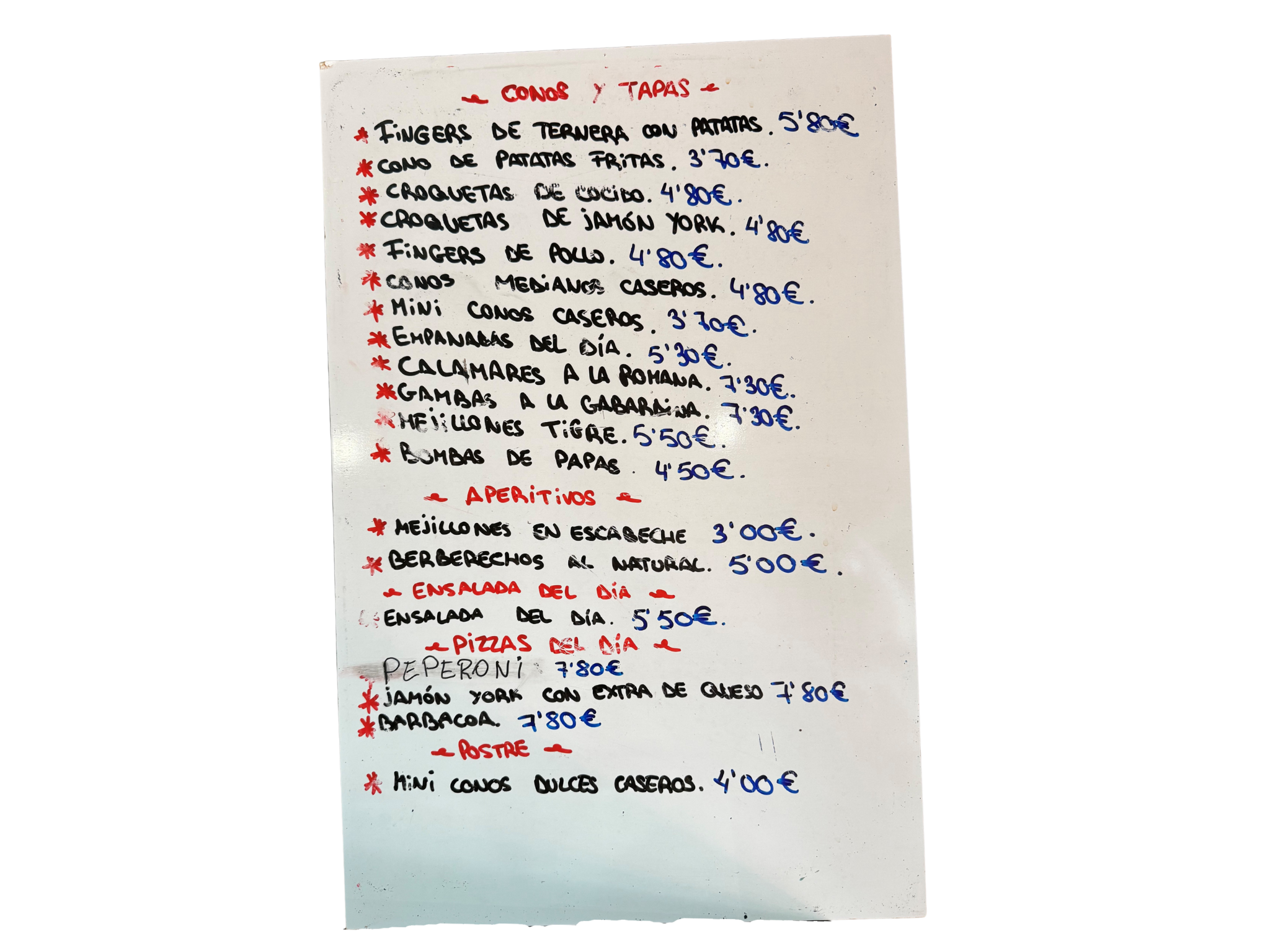 Menú del momento en BugleBar